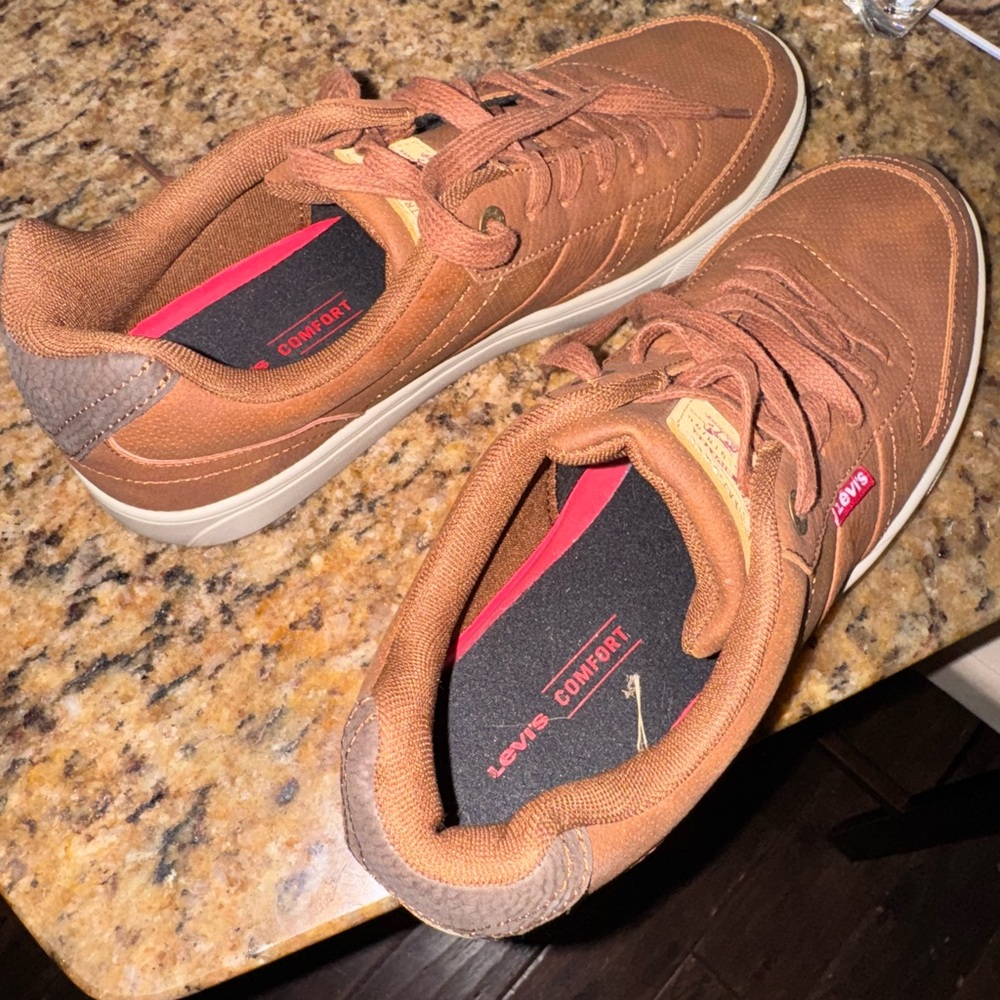Levi's Brown Sneakers with Suede Finish and White Soles